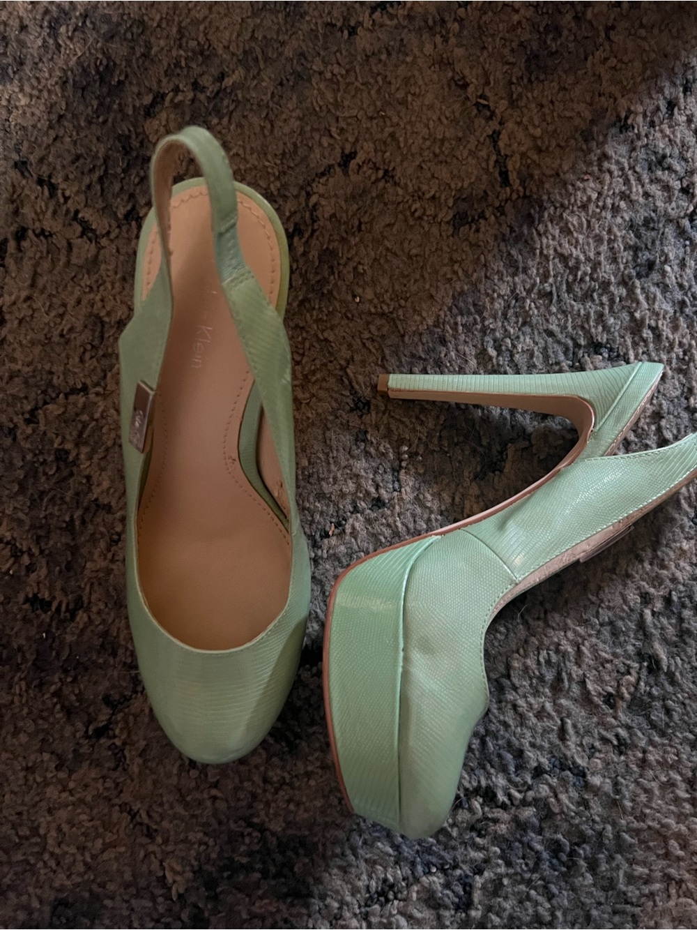 Calvin Klein Mint Green Slingback Platform Pumps